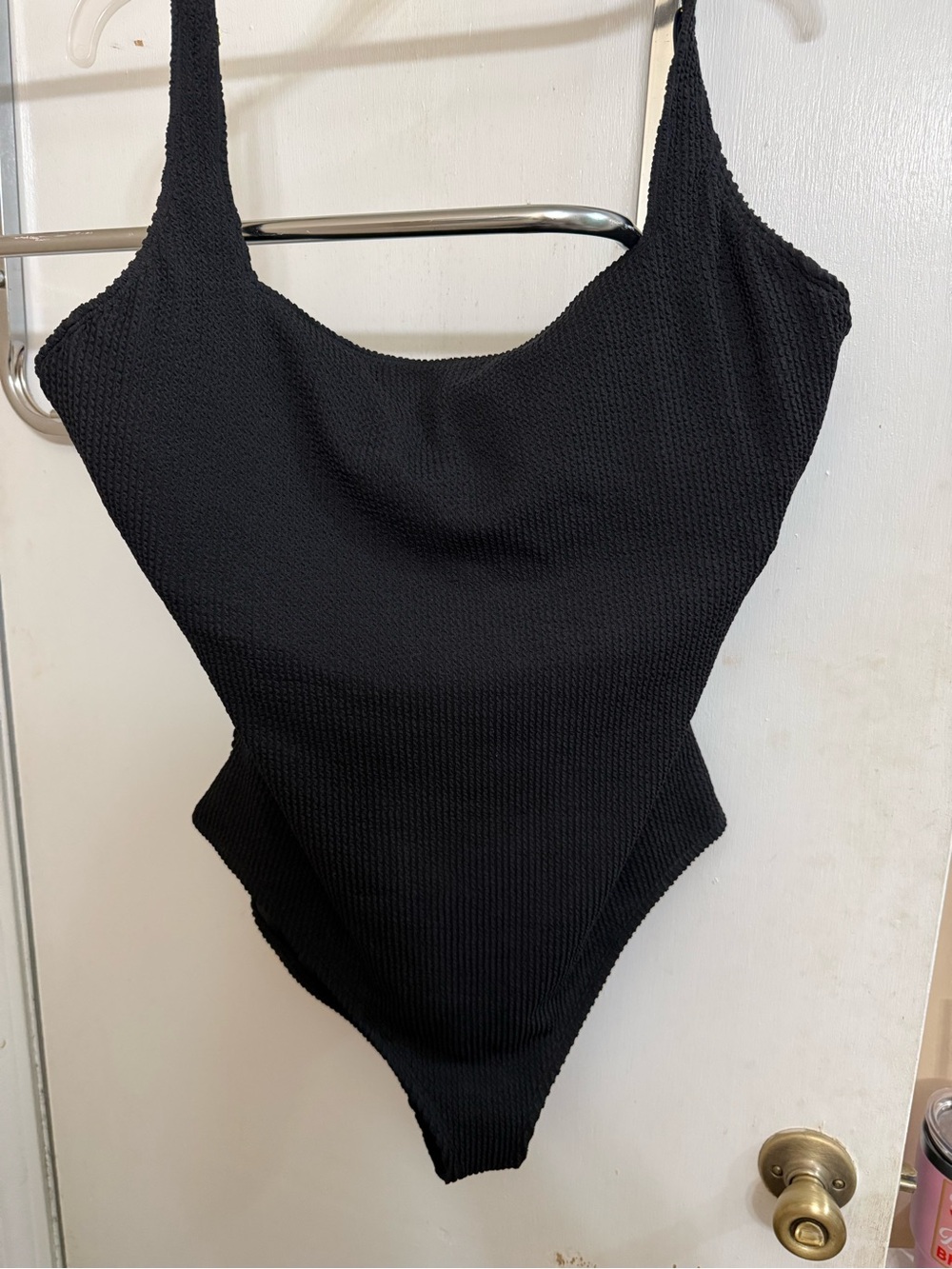 Black Textured One-Piece Swimsuit